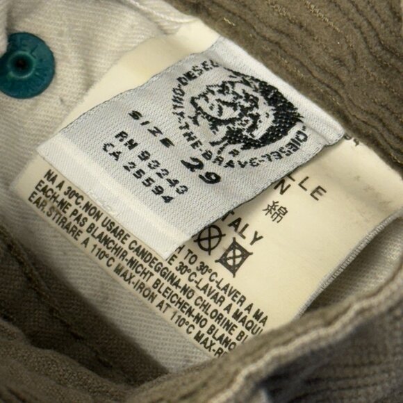 Diesel Industry Corduroy Pants Mens 29 (28x30) Brown Button Fly - Picture 14 of 16